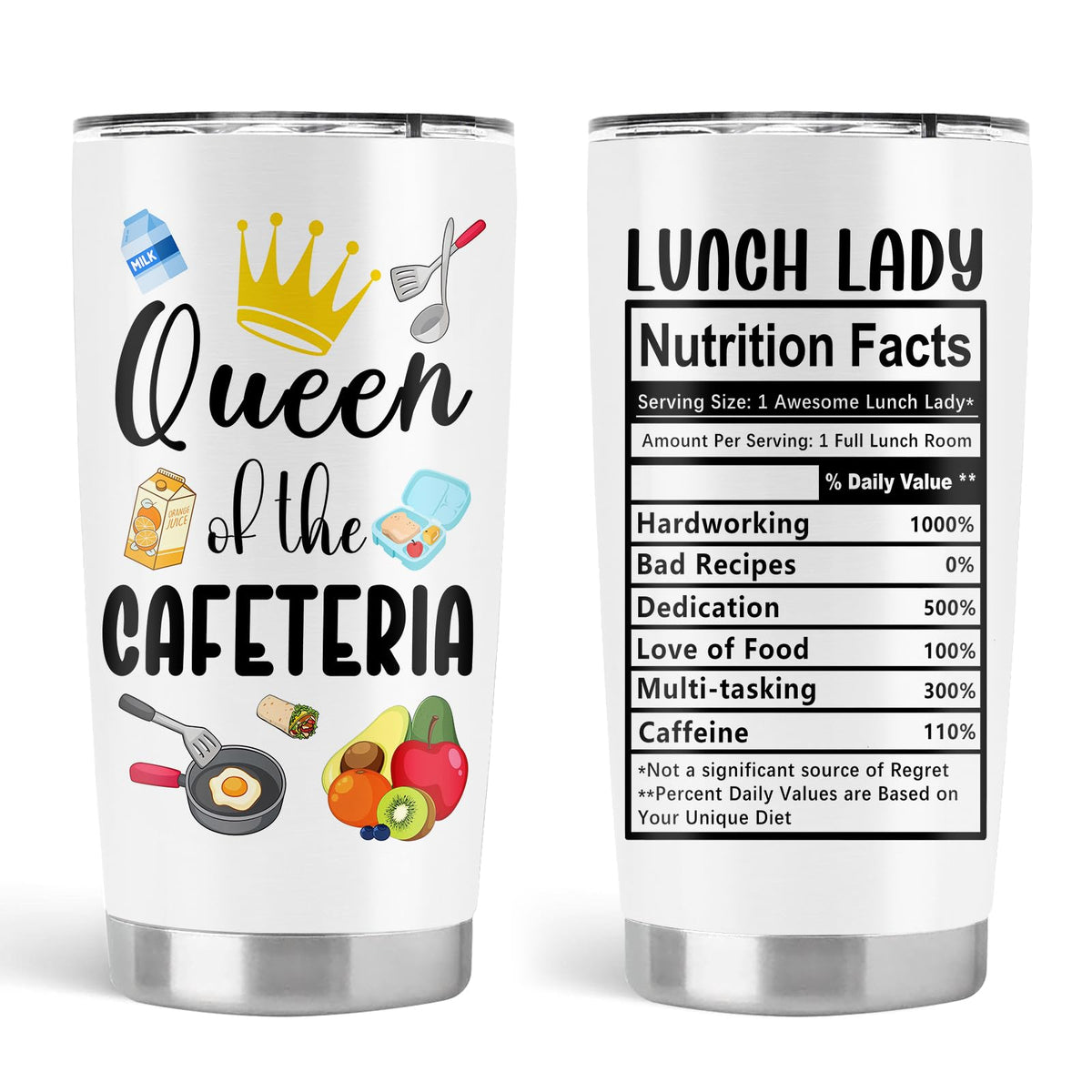 Absacie vaso térmico para personal del comedor con tapa y pajilla.