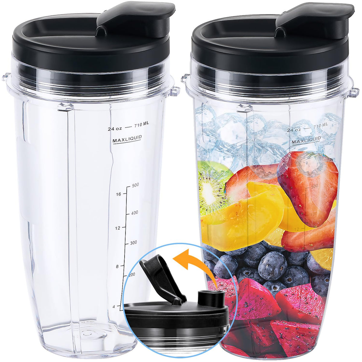 ABTER vaso repuesto 24 oz con tapa de sellado para Ninja, ideal para batidos