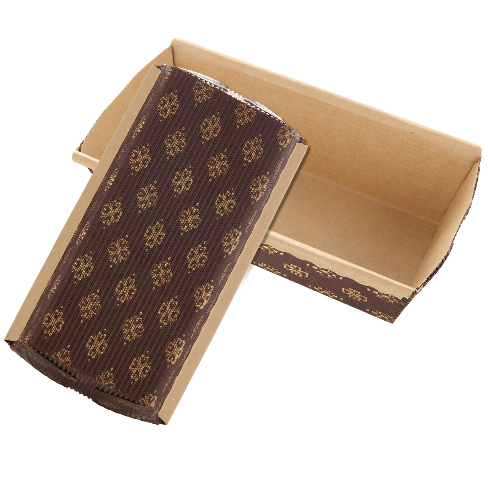 ABuff pan de papel con diseño dorado flor, presentación elegante.