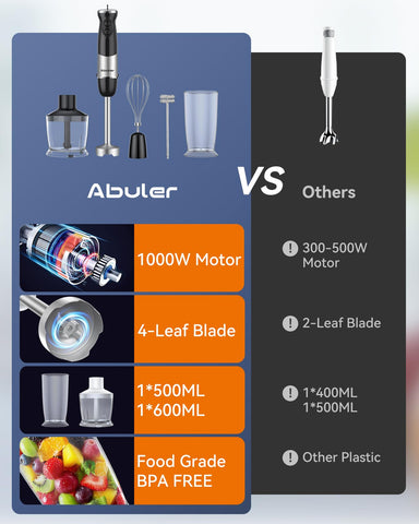 Abuler batidora 1000W con vaso de 600 ml para mezclar bebidas