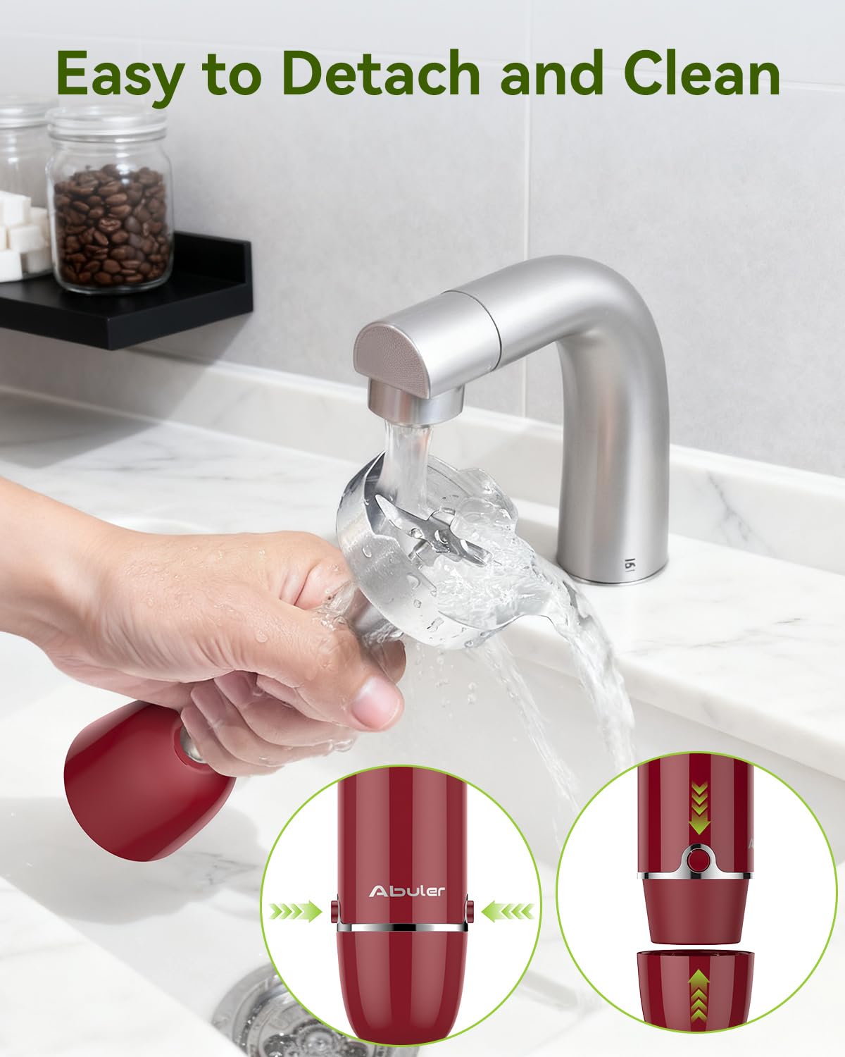 Mango ergonomico antideslizante Abuler ofrece control cómodo durante la mezcla.