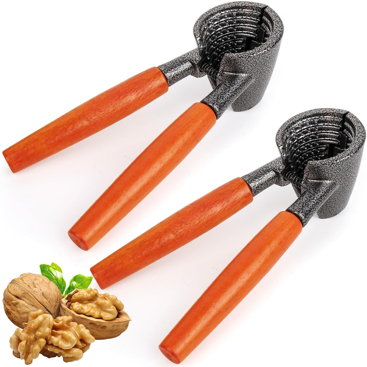 Abuntor rompe-frutos-secos con mango de madera para un agarre cómodo.