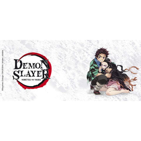 ABYSTYLE taza Cazadores de Demonios con acabado mate y arte de Tanjiro y Nezuko para coleccionistas.
