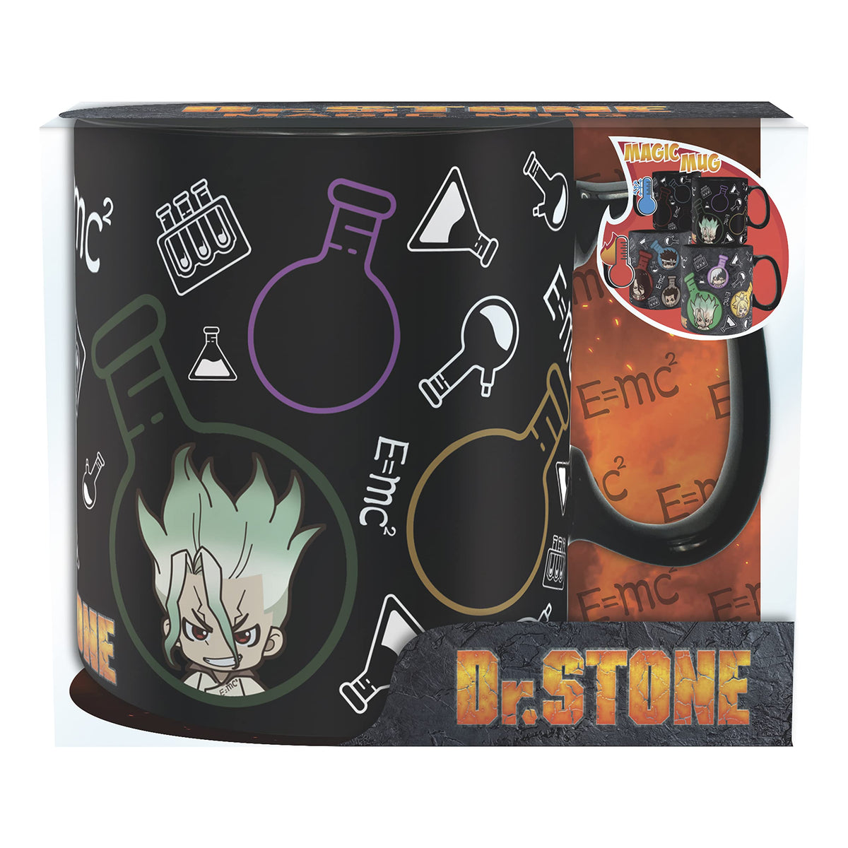ABYSTYLE Dr. Stone taza cerámica frente, ideal para café diario.