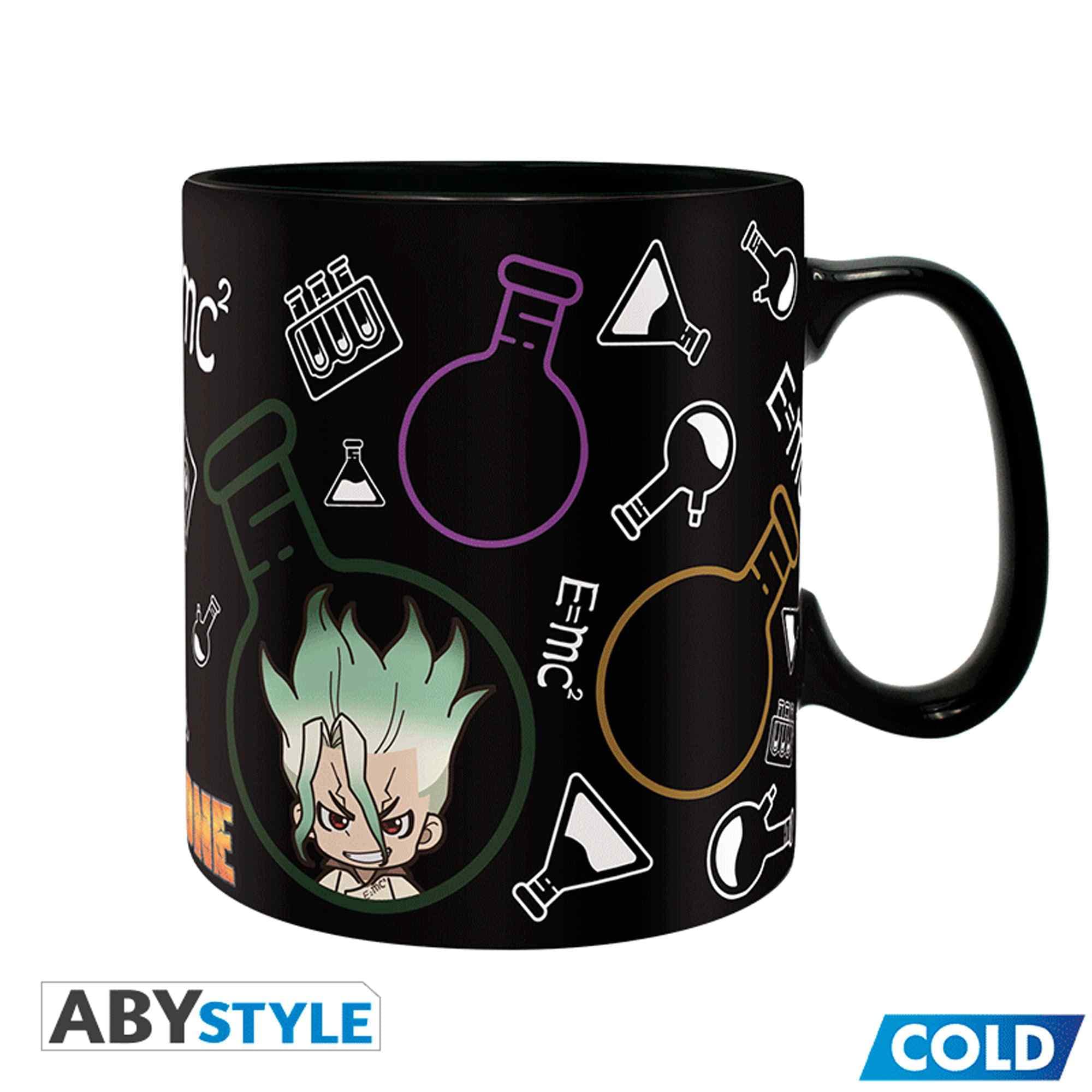 ABYSTYLE Dr Stone taza cambio-calor 460ml detalle, diseño que cambia con el calor