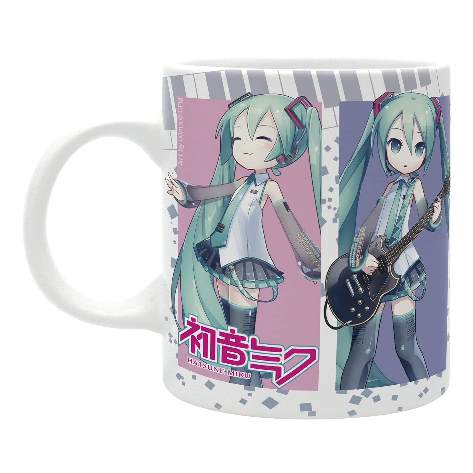 ABYSTYLE Hatsune Miku taza cerámica pastel con detalle de coletas, perfecta como regalo.