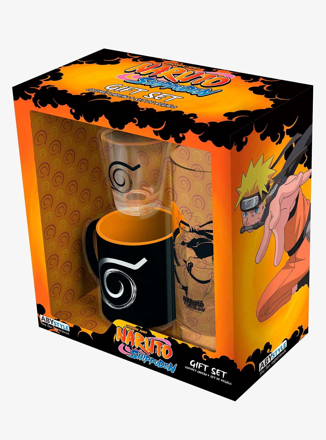 ABYSTYLE Naruto Shippuden vaso de vidrio con diseño audaz para bebidas diarias.