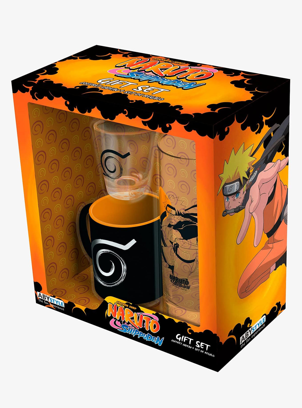 ABYSTYLE Naruto Shippuden vaso de vidrio con diseño audaz para bebidas diarias.
