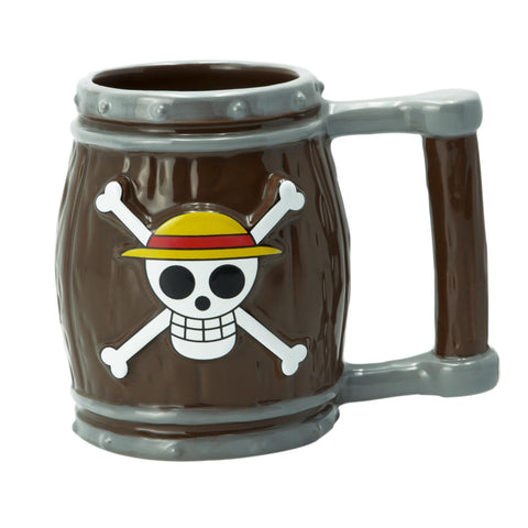 ABYSTYLE One Piece: taza barril 3D con Jolly Roger para café diario.