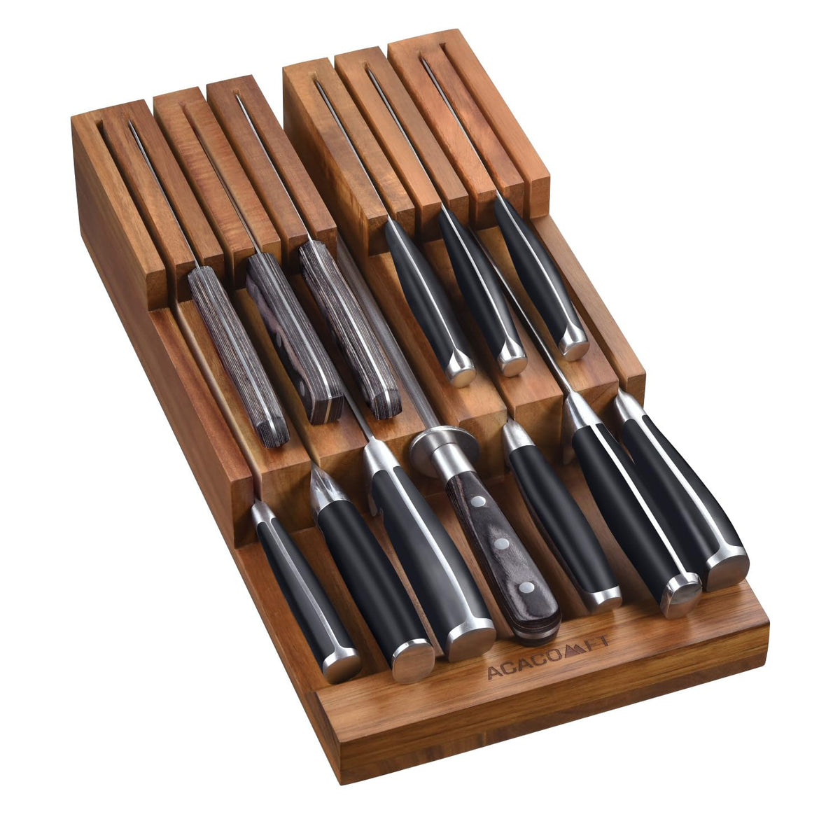 Bloque Acacomft para cajón en madera de acacia, organización eficiente.