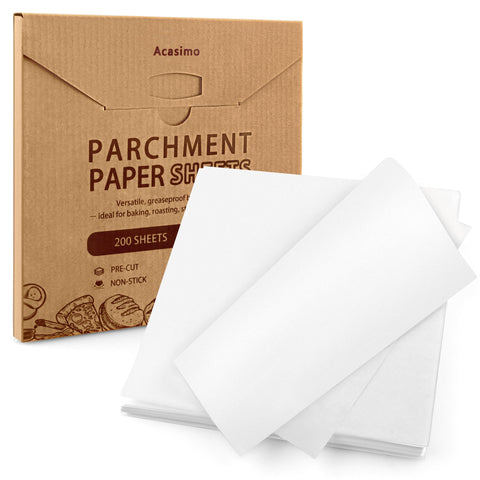 Acasimo papel pergamino cuadrado 10x10, antiadherente para hornear sin complicaciones.