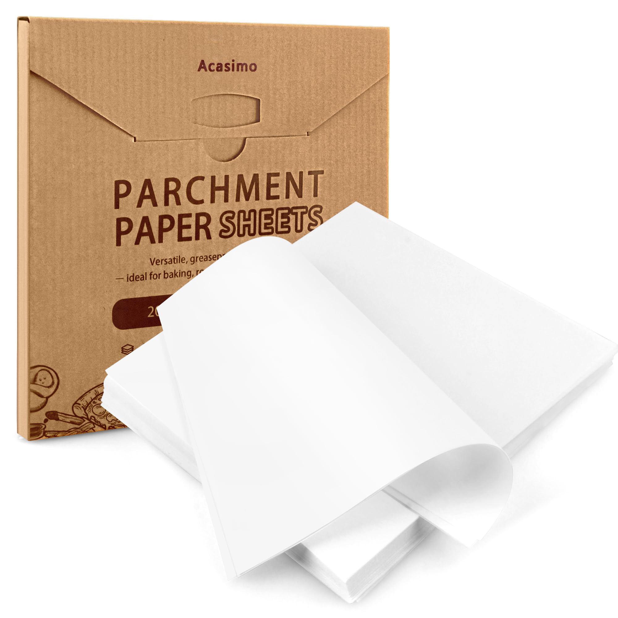 Acasimo papel pergamino cuadrado 12x12, antiadherente para hornear sin que se pegue.