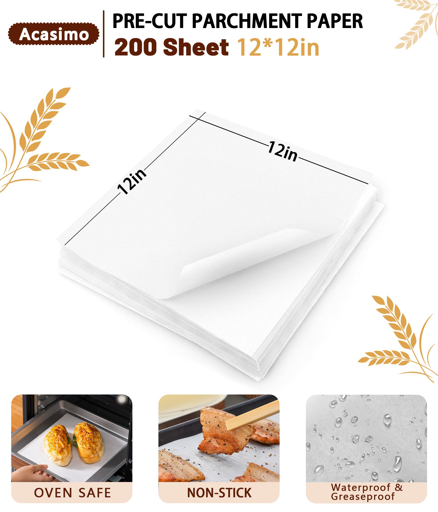 Acasimo papel pergamino para horno, cocina limpia y fácil sin residuos.