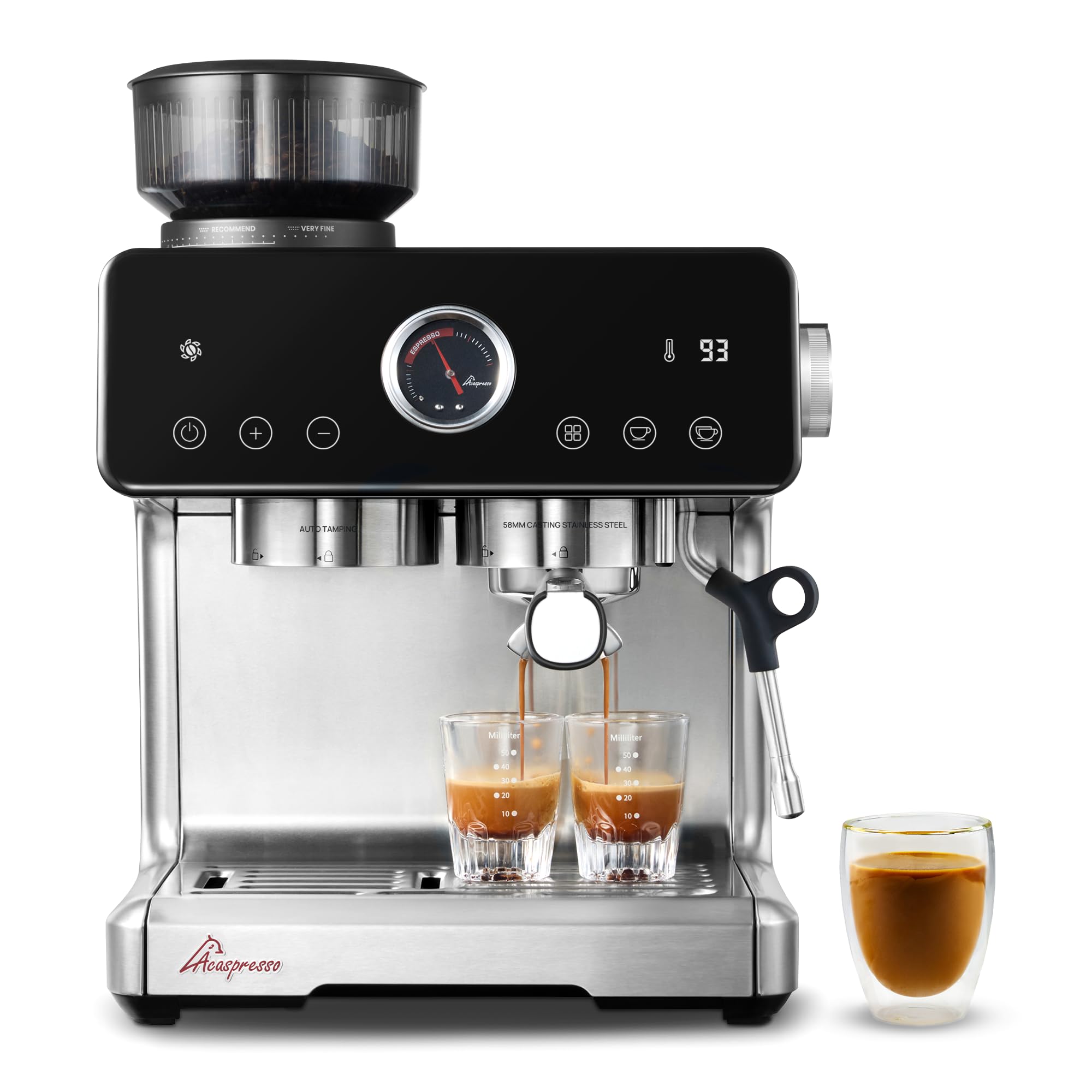 Acaspresso auto-distribuir y compactar espresso para extracción consistente sin desorden en casa