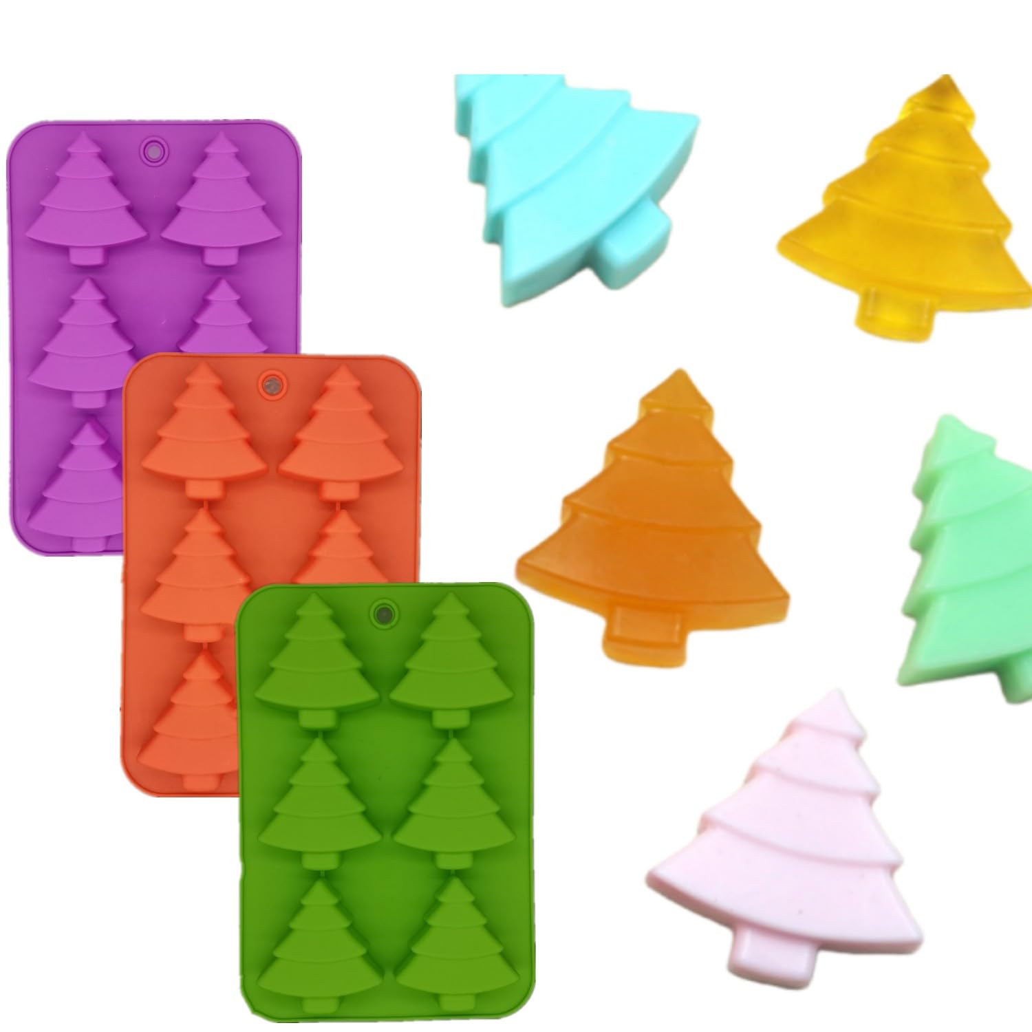 Accfore moldes de chocolate árbol Navidad, desmolde fácil para dulces