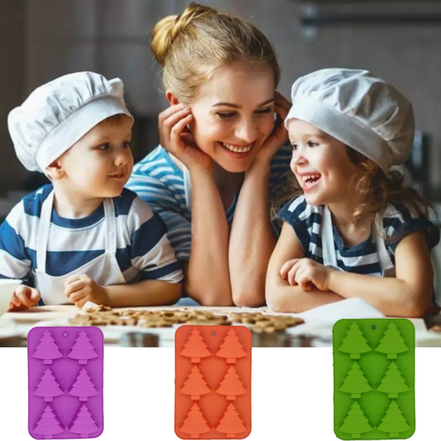 Accfore moldes silicona Navidad árbol, ideal para pasteles, galletas y chocolate
