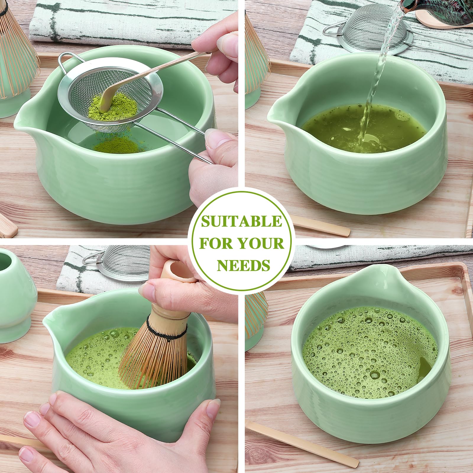 Cuchara de bambú Accguan para porciones constantes de matcha