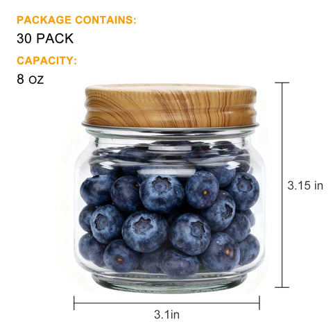 Conjunto Accguan de 30 frascos de vidrio 8oz para almacenamiento práctico