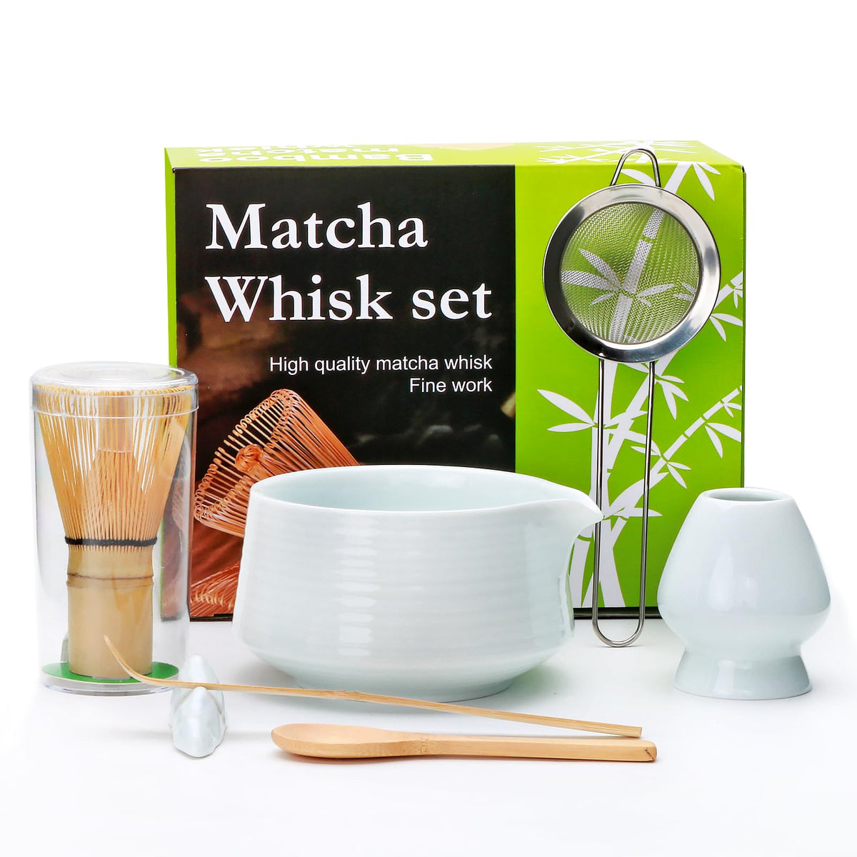 Accguan set de matcha con bol cerámico 19 oz para mezclar suavemente