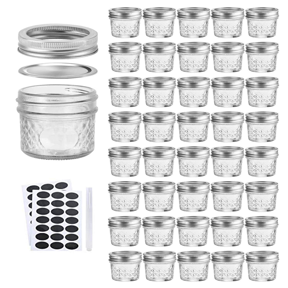 Accguan tarros de vidrio 4oz-120ml: tarros transparentes para conservar alimentos frescos.