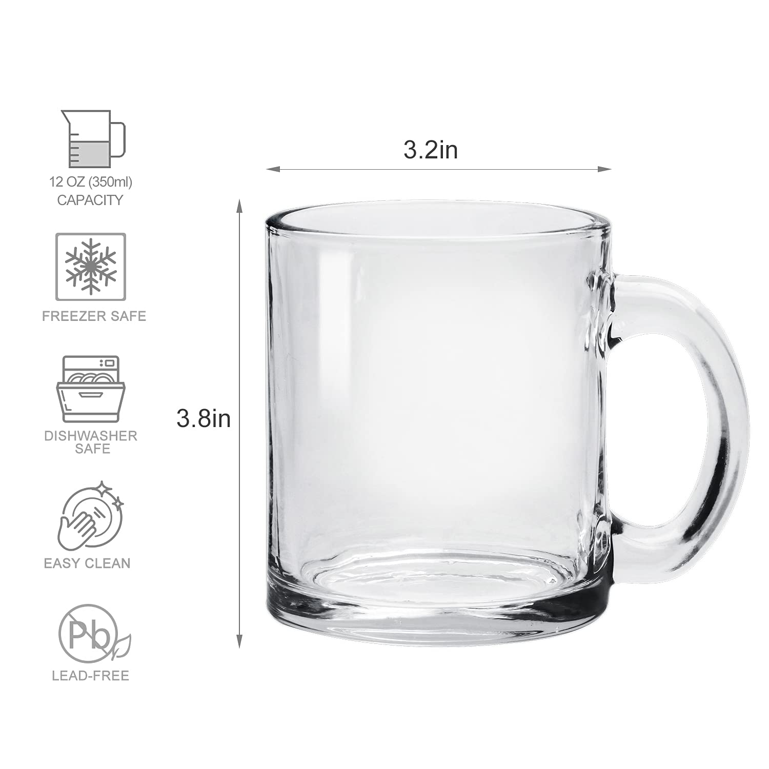 Accguan taza café con asa ergonómica y cristal transparente