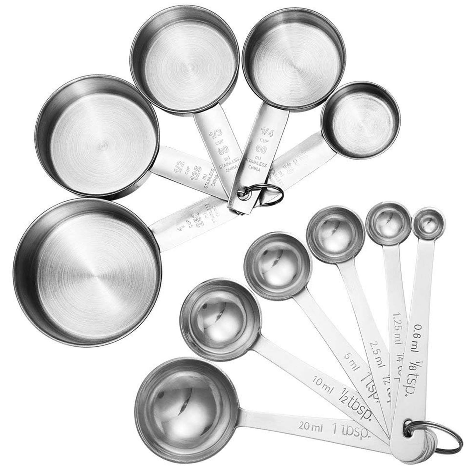 Accmor, juego de 11 cucharas medidoras de acero inoxidable para cocinas profesionales.
