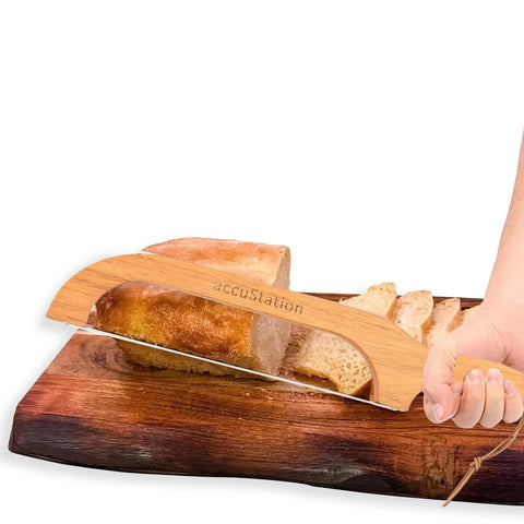 Rebanado preciso para hogazas y panes largos, bordes limpios.