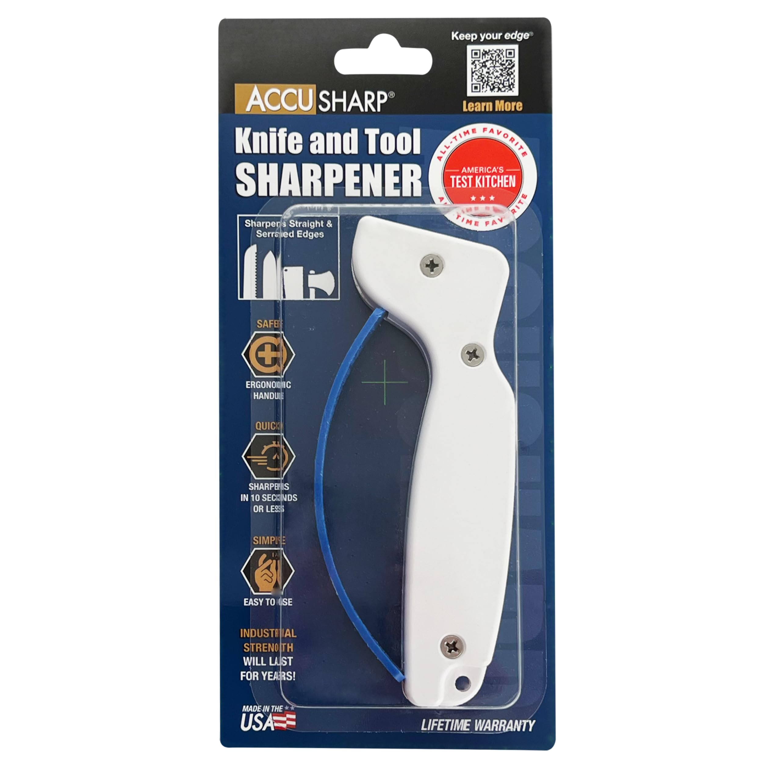 AccuSharp diseño compacto para guardarlo fácilmente en la cocina.