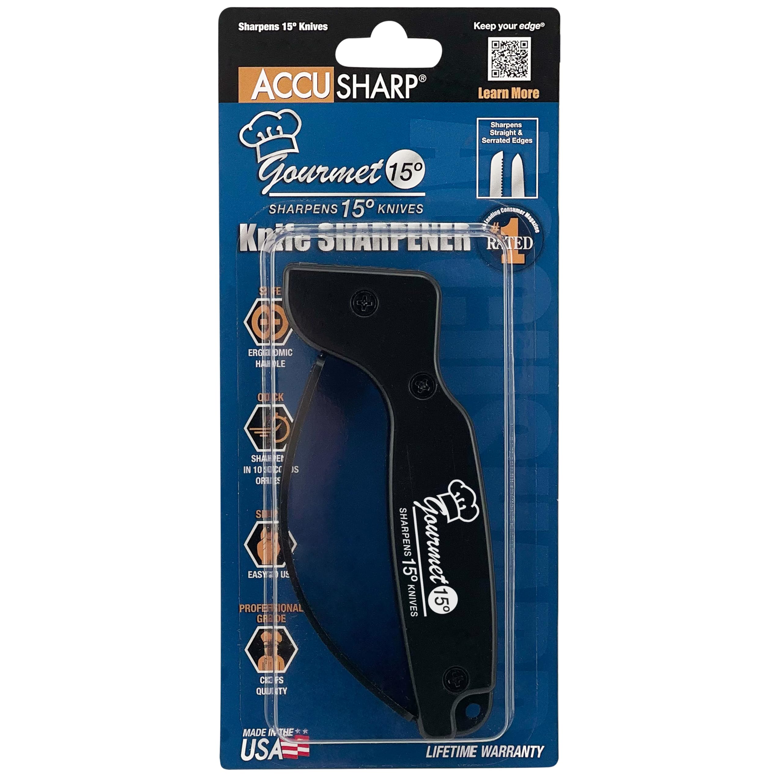 ACCUSHARP Gourmet mango ergonómico con guarda de dedos para seguridad