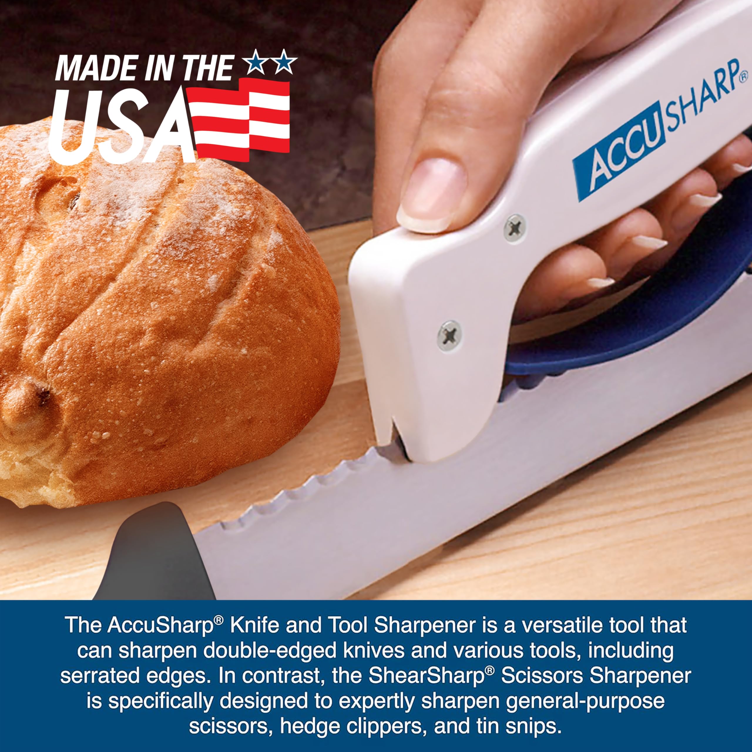 AccuSharp limpieza fácil con agua o lavavajillas.