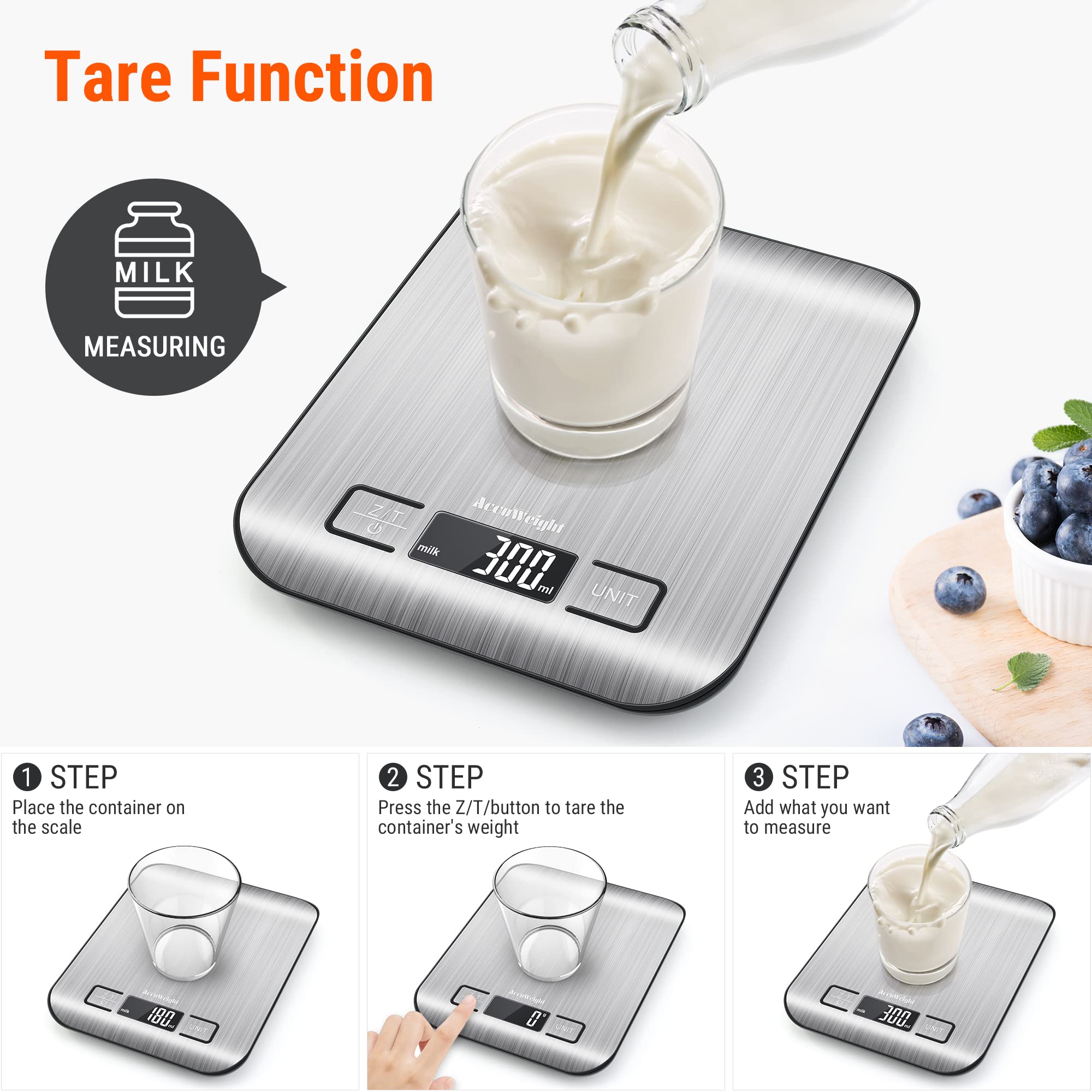AccuWeight 211: opciones de densidad para medir líquidos en ml.