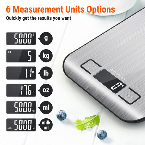 AccuWeight 211: función tara para descontar envases y obtener ingredientes puros.