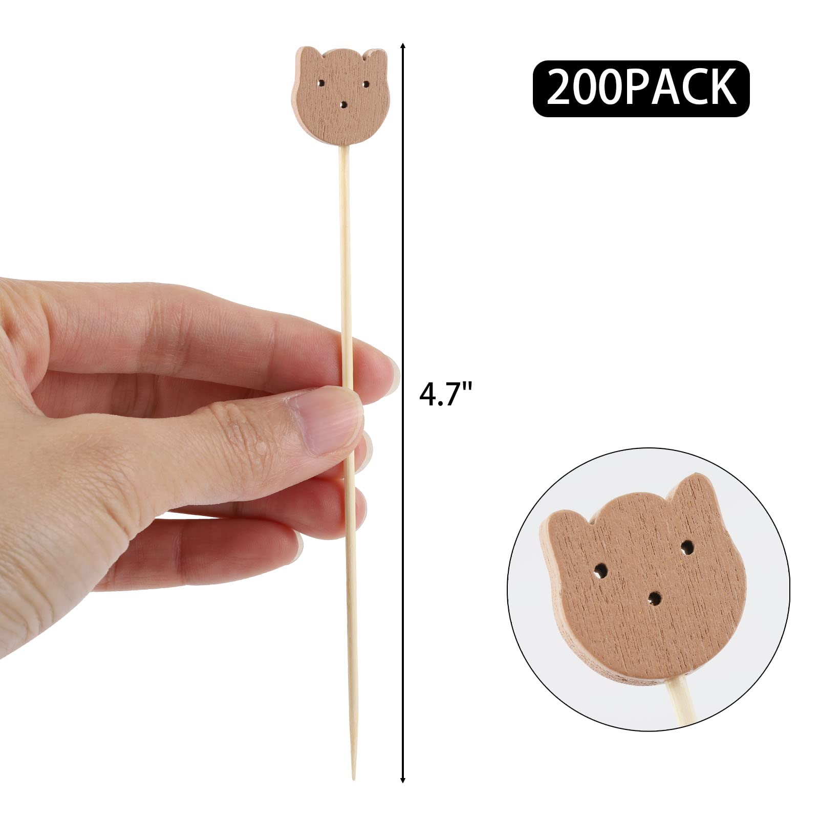 acDesign palos de bambú para entremeses, con diseño único de oso.
