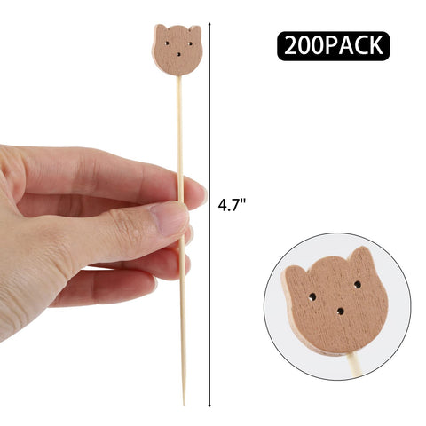 acDesign palos de bambú para entremeses, con diseño único de oso.