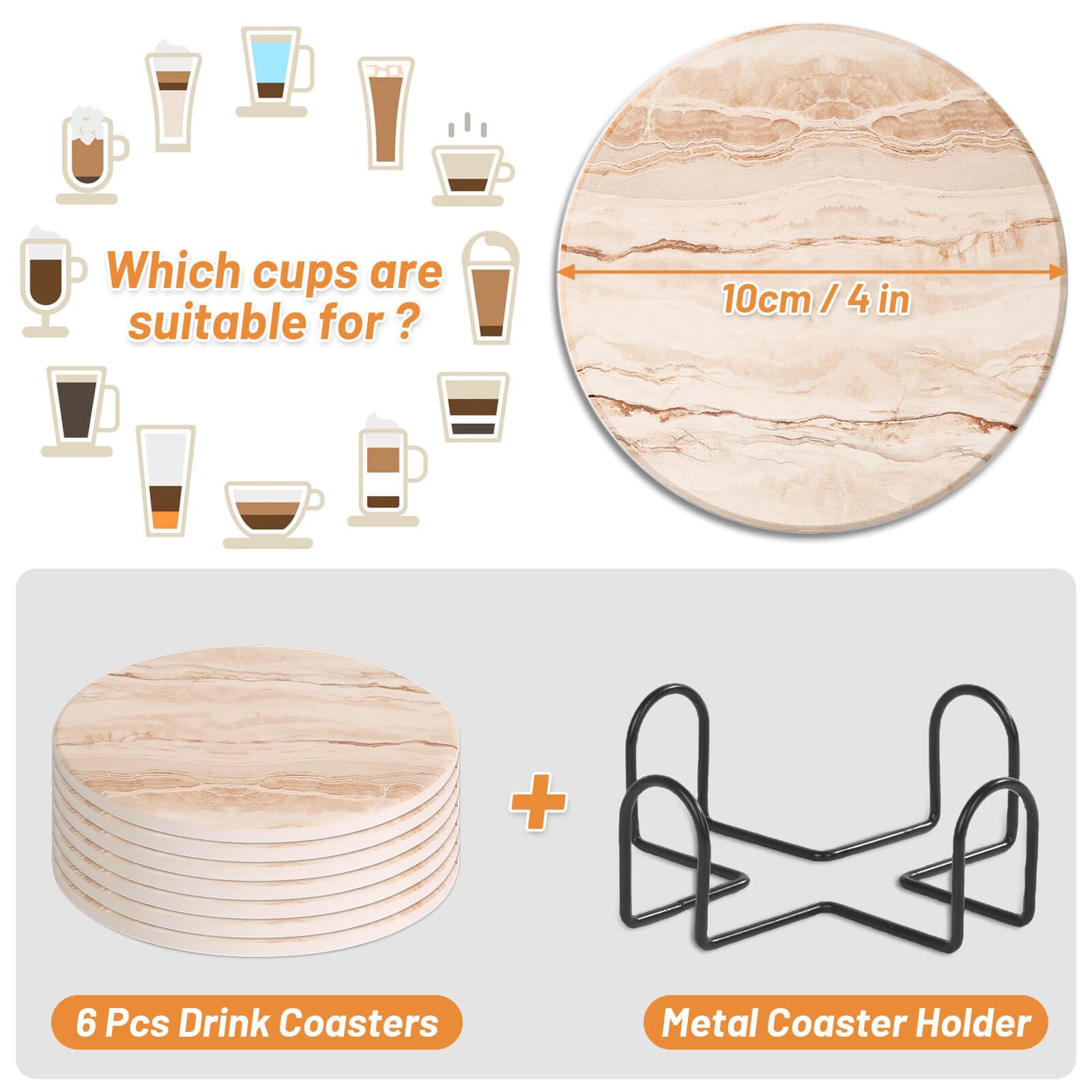 Acejoz posavasos diseño marmol absorbente: absorbe agua en segundos para mesa limpia.