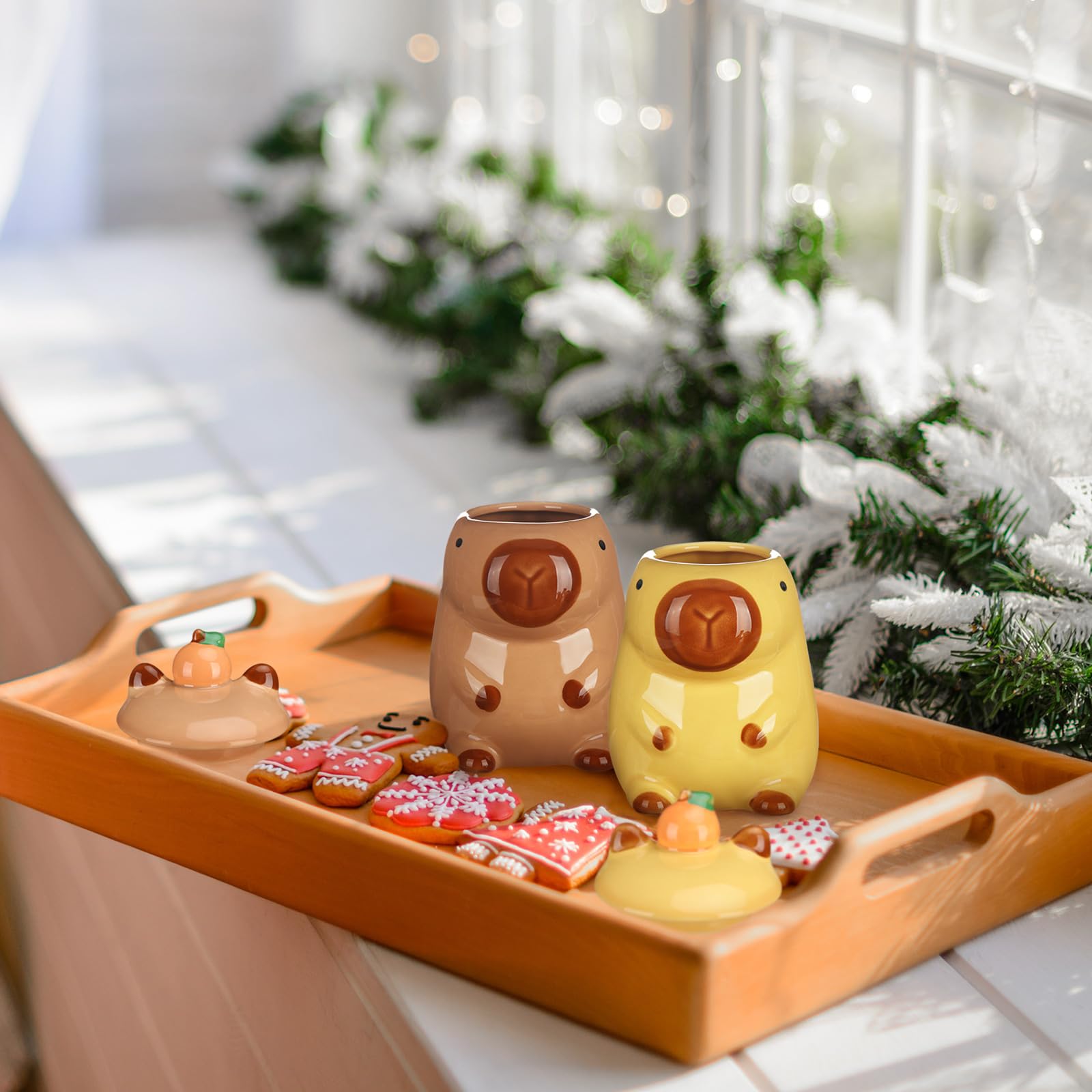 Conjunto de dos tazas Capibara para regalo, lista para sorprender.