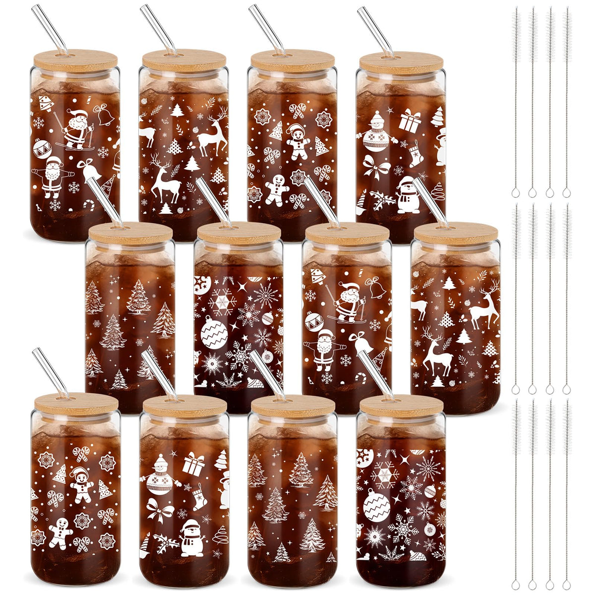Vaso Acellegic invierno 16 oz con tapa y pajilla para bebidas seguras.