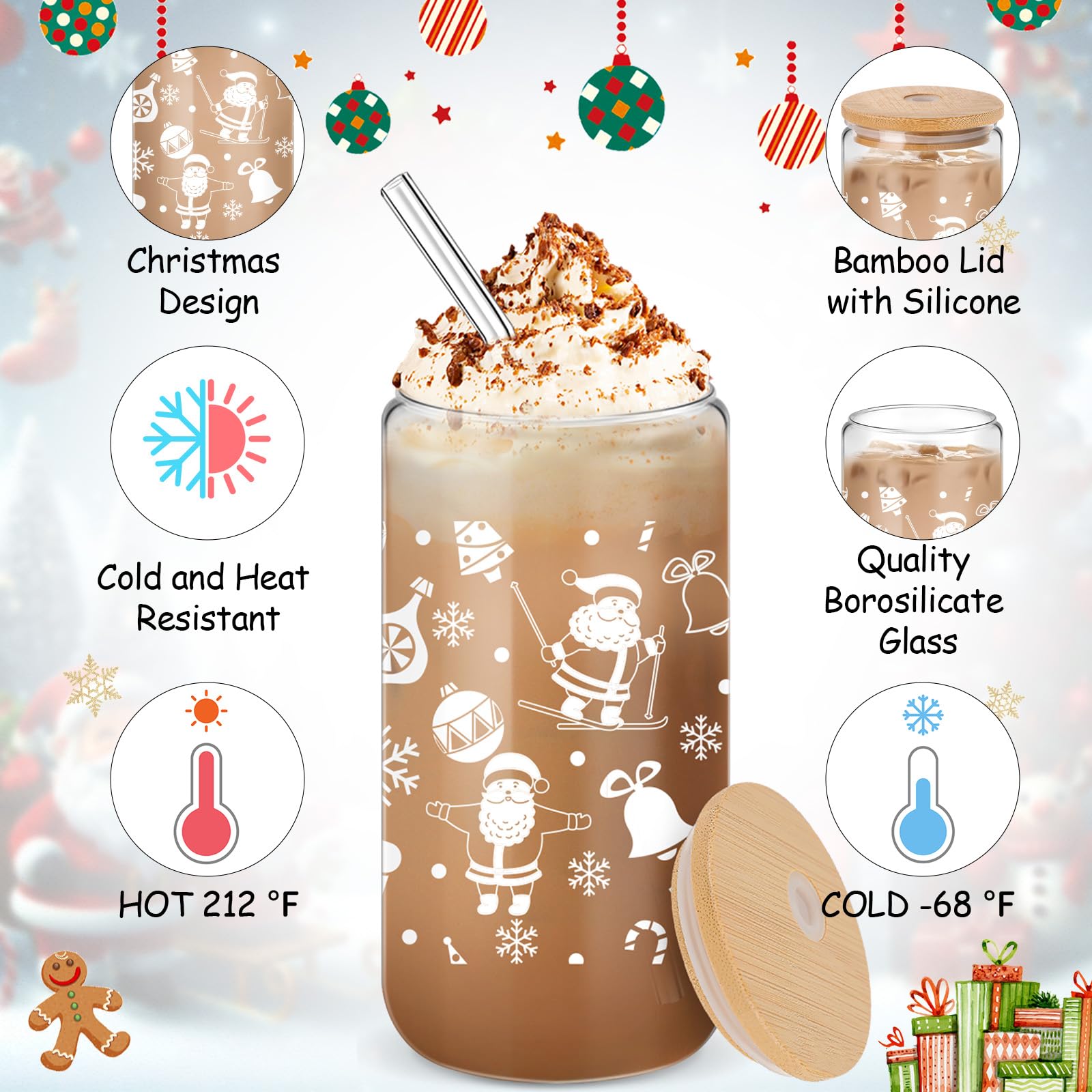 Vaso Acellegic con motivos navideños para decorar la mesa.