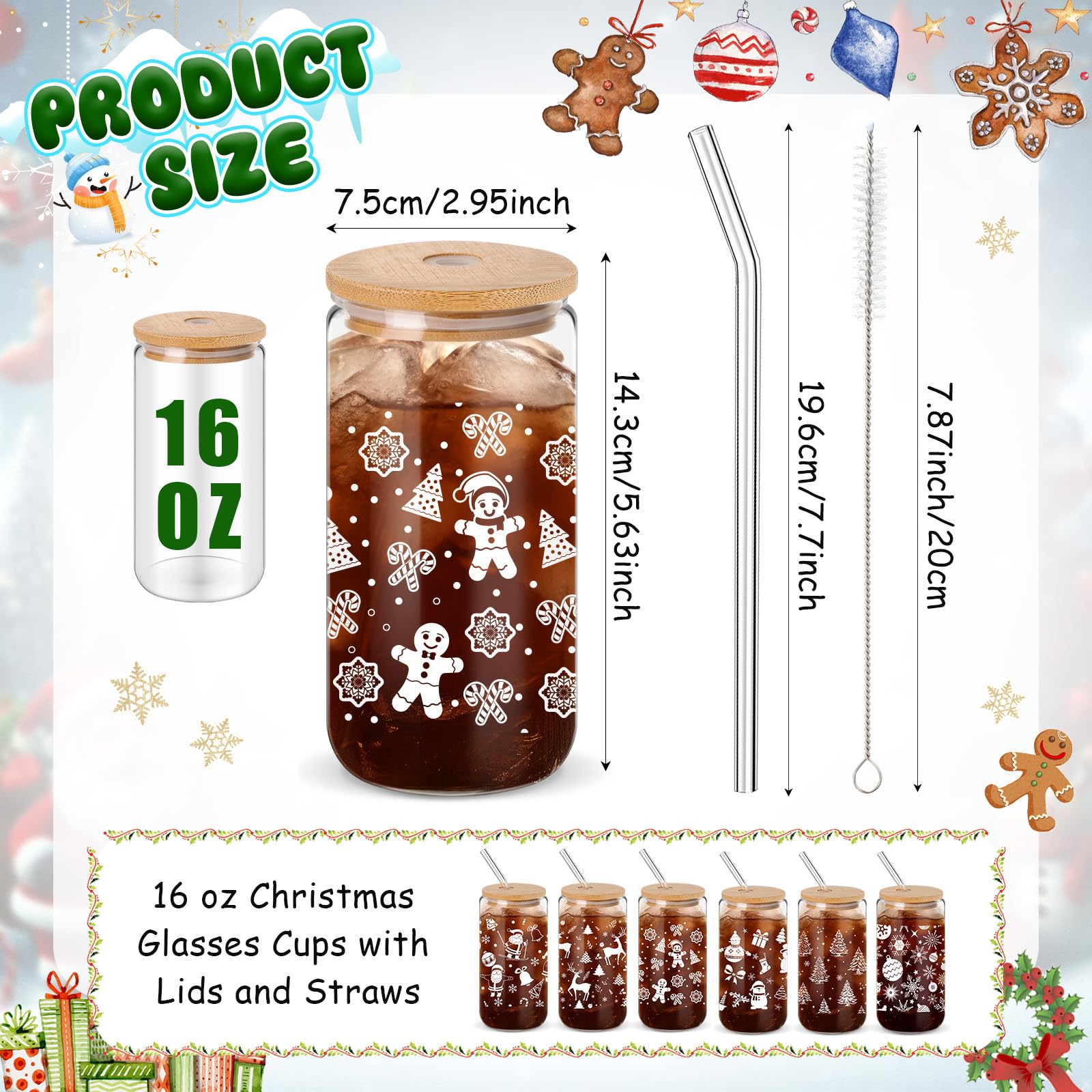 Vaso Acellegic navidad con diseños de Santa y árboles para reuniones festivas.