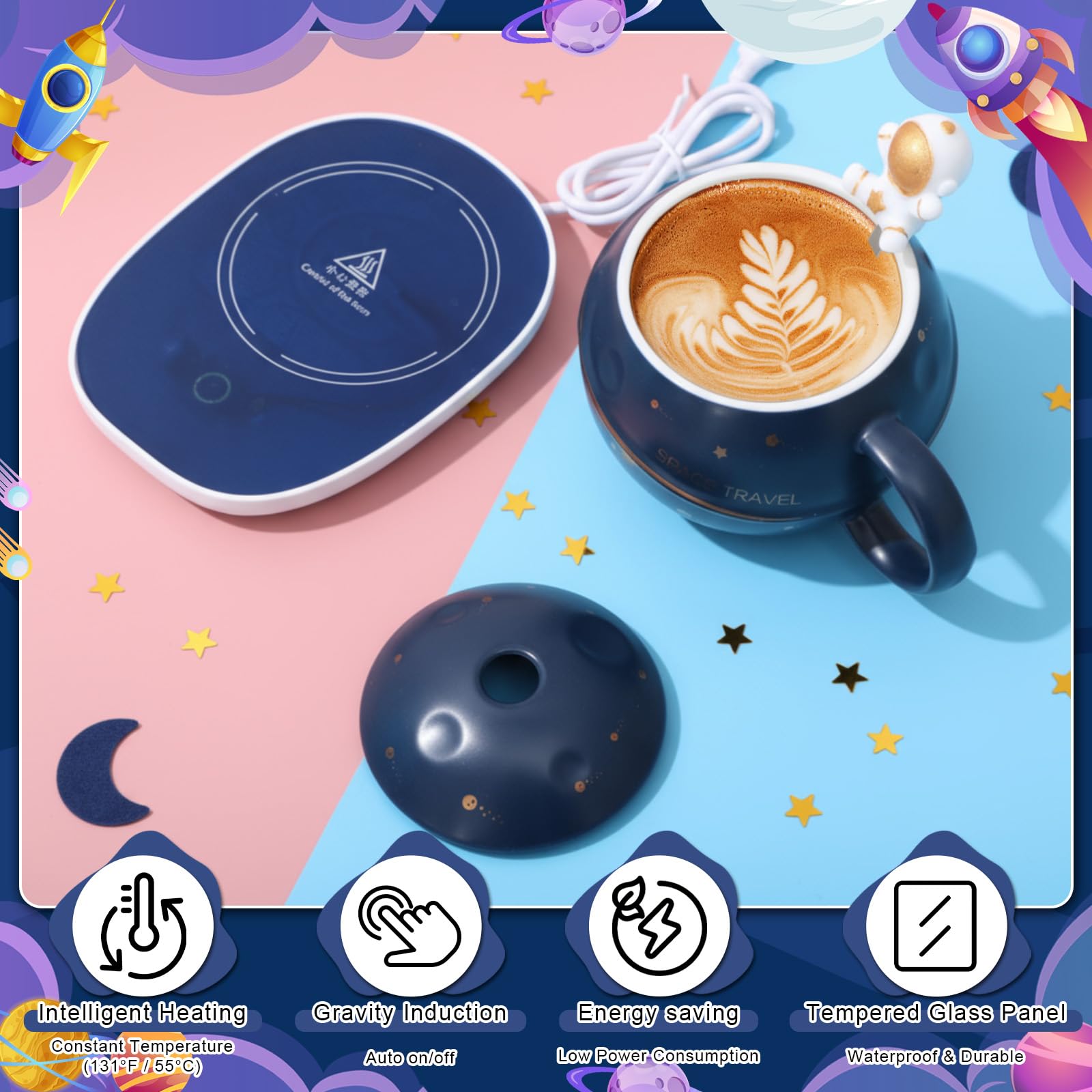 Acellegic diseño espacial en taza cerámica con astronauta.
