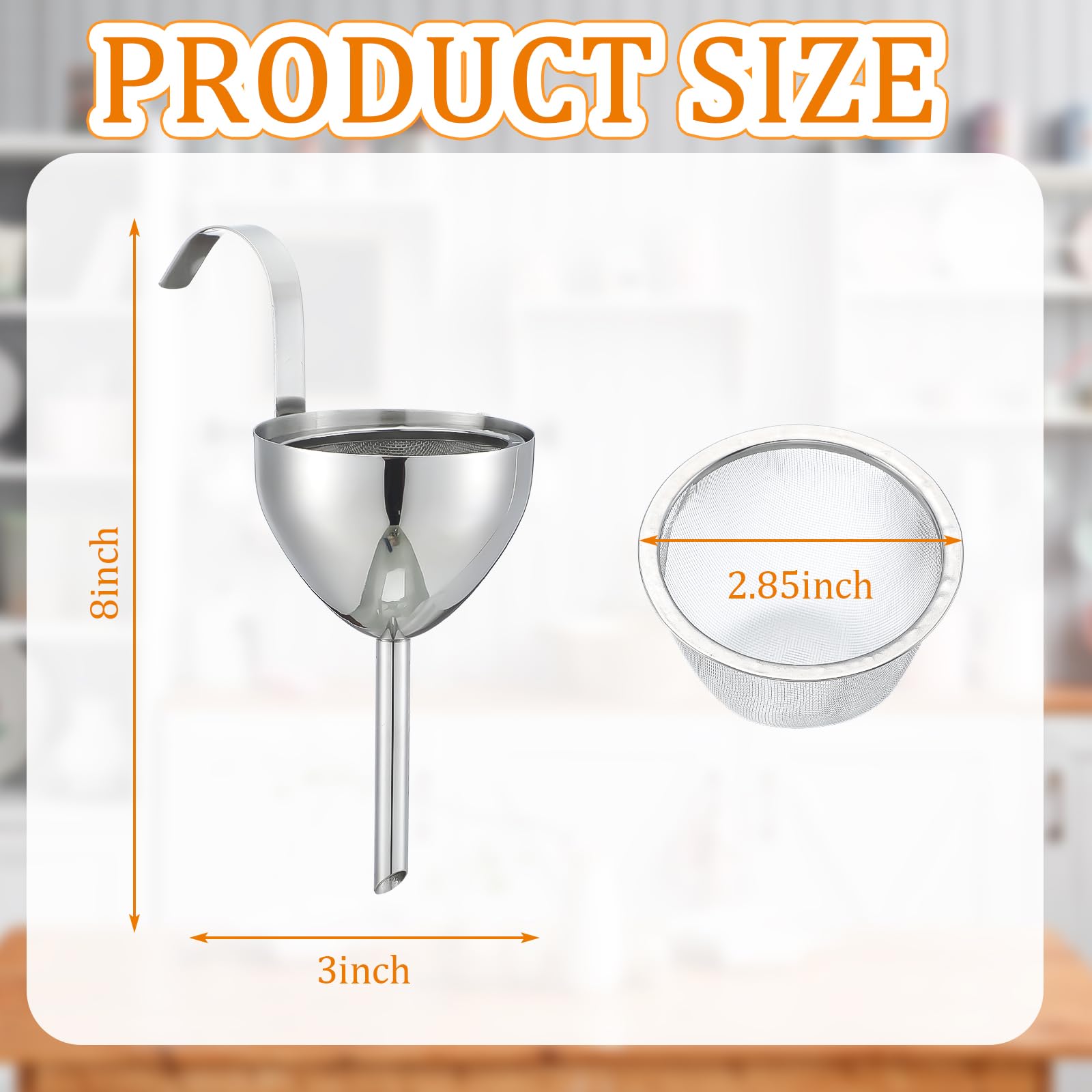 Embudo de acero inoxidable Acellegic con boca de 3 pulgadas para verter con control.