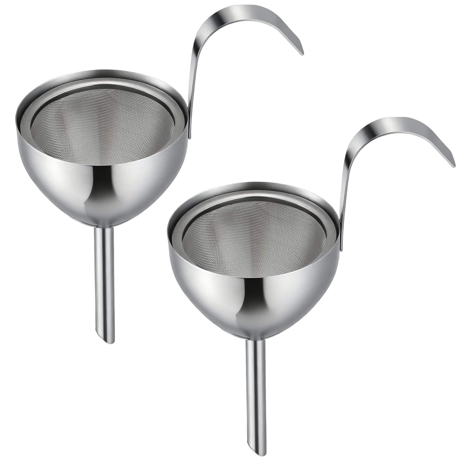 Conjunto Acellegic de embudo de acero inoxidable con colador, ideal para verter sin goteos.