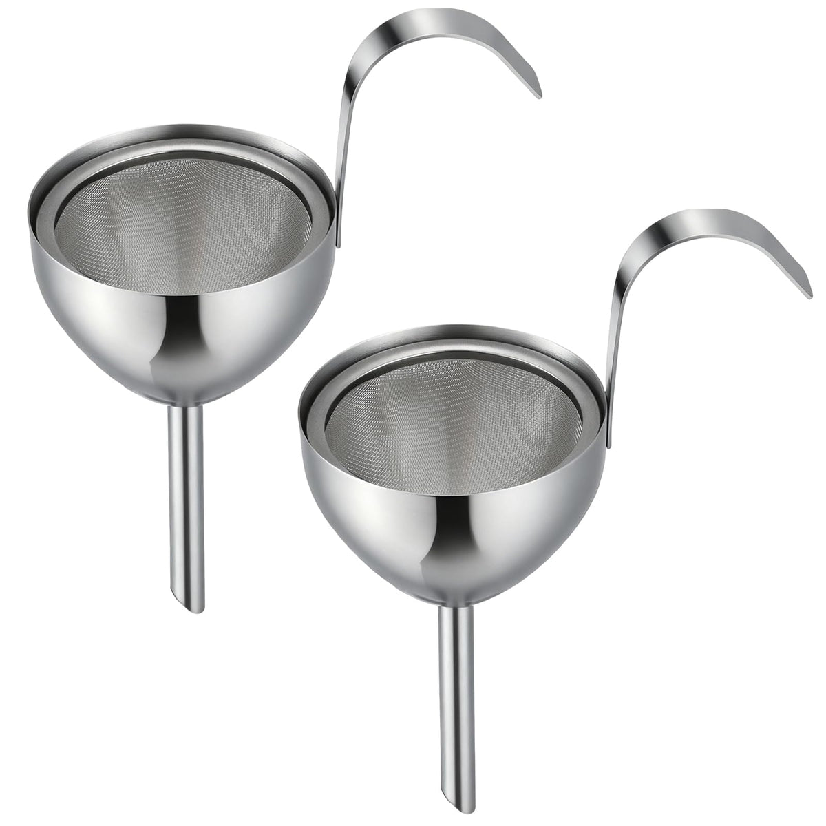 Conjunto Acellegic de embudo de acero inoxidable con colador, ideal para verter sin goteos.