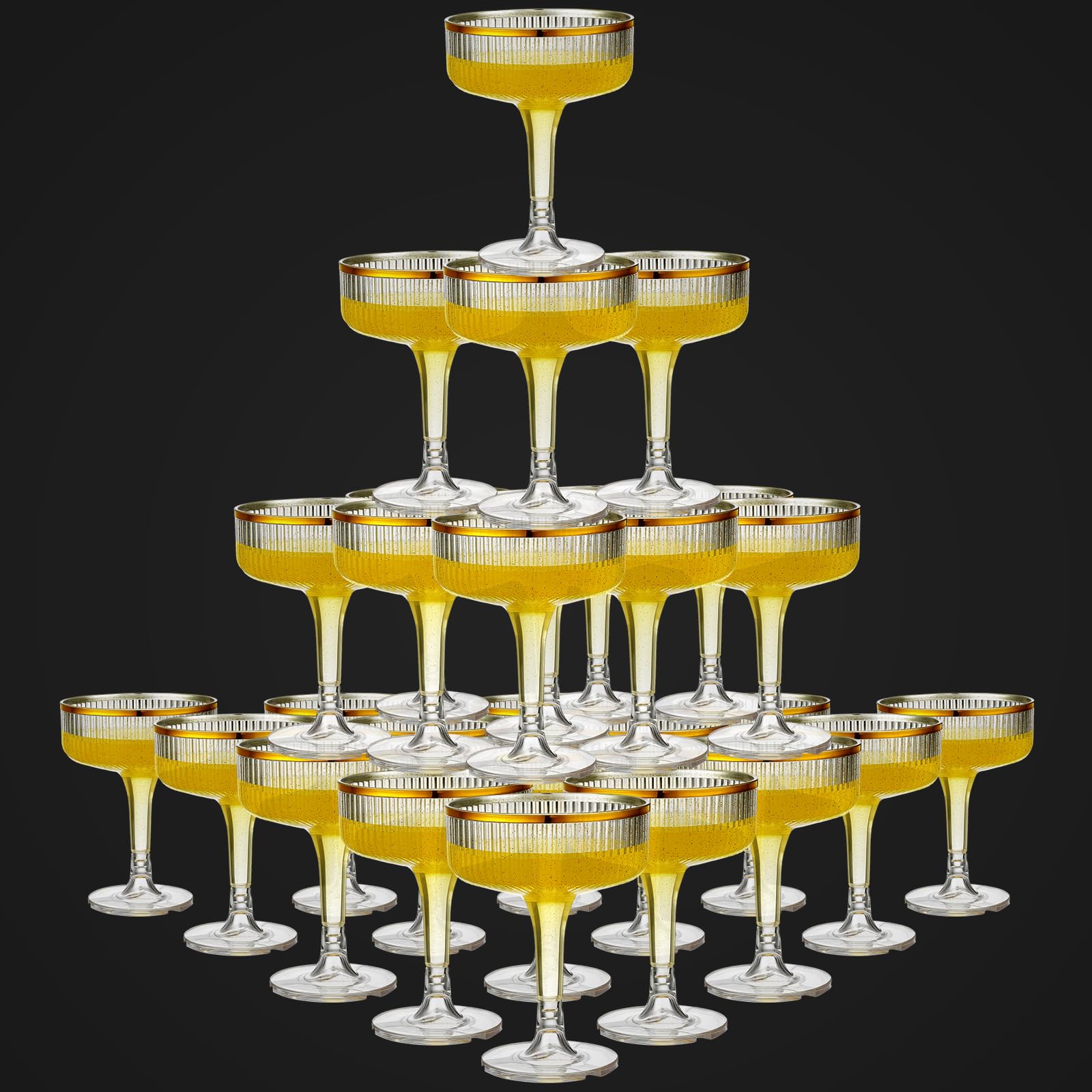 Copas Acellegic de champán 7 oz, oro brillante, ideales para brindis.