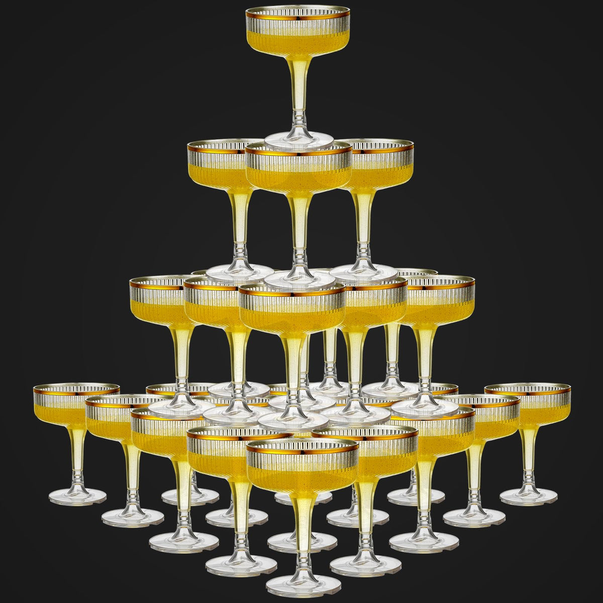 Copas Acellegic de champán 7 oz, oro brillante, ideales para brindis.