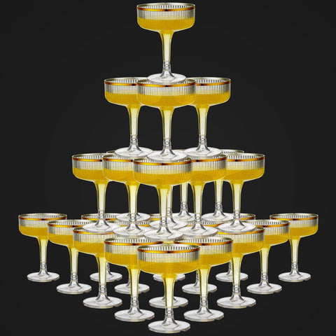 Copas Acellegic de champán 7 oz, oro brillante, ideales para brindis.