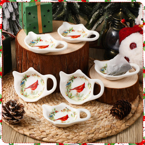 Acellegic portabolsas-te-navidad-porcelana-pajaros: evita derrames durante la hora del té.
