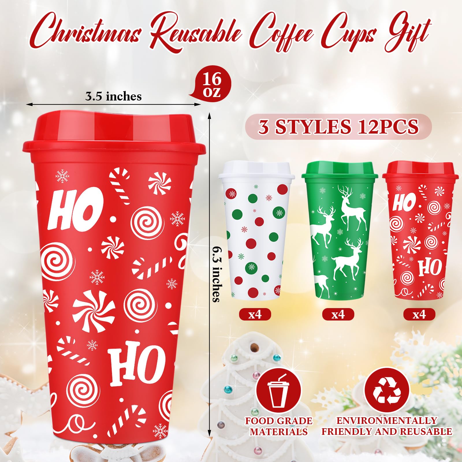 Taza Acellegic con tapa blanca ideal para fiestas navideñas