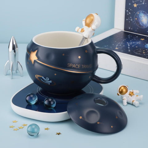 Acellegic taza cerámica planetaria con tapa mantiene la bebida caliente.