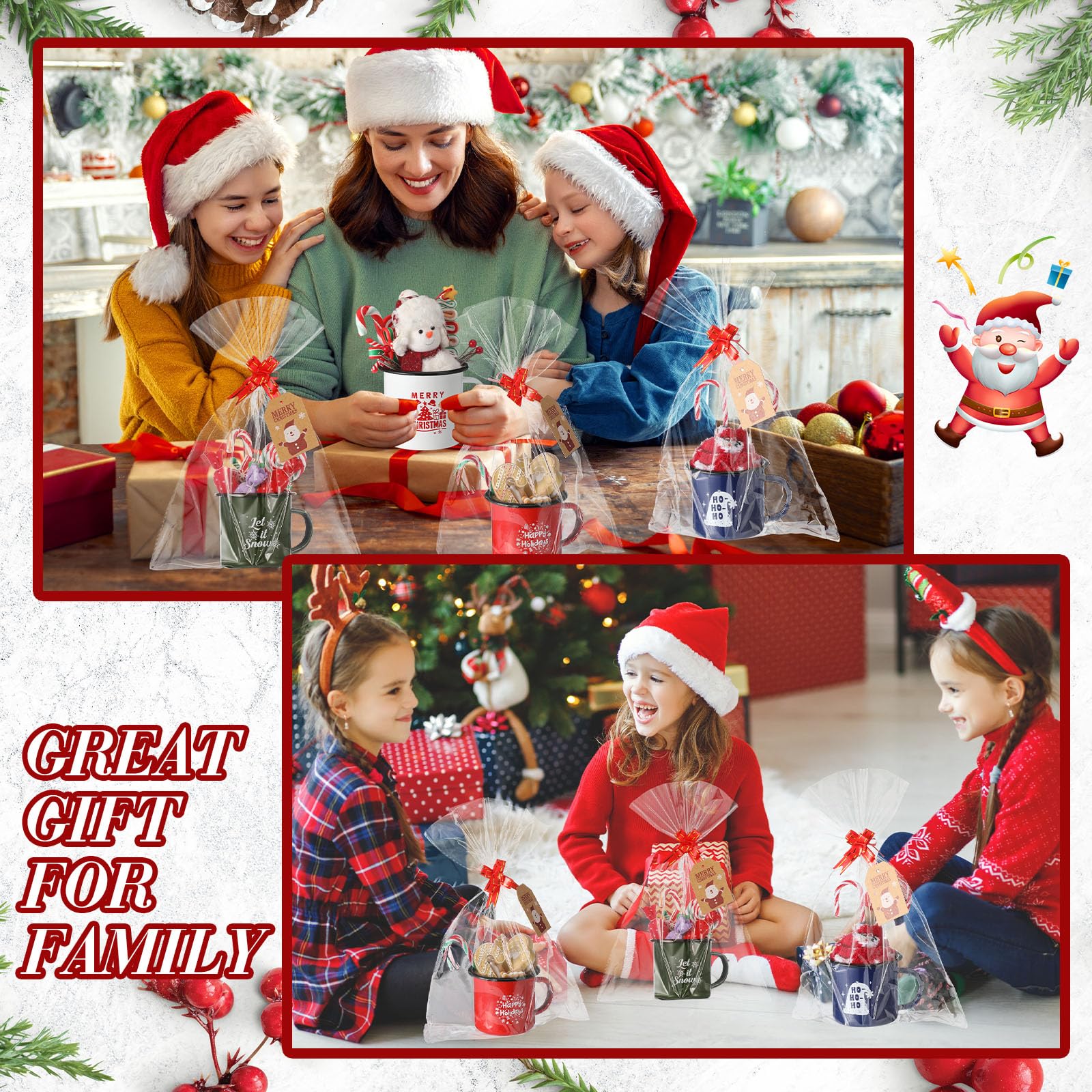 Taza esmaltada Acellegic Navidad azul con motivos, apta para bebidas frías o calientes.